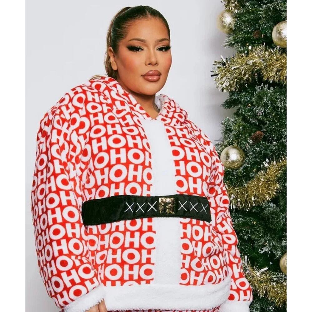 Weekending Santa Hoodie Hooded One Size Fleece Fuzzy Holiday